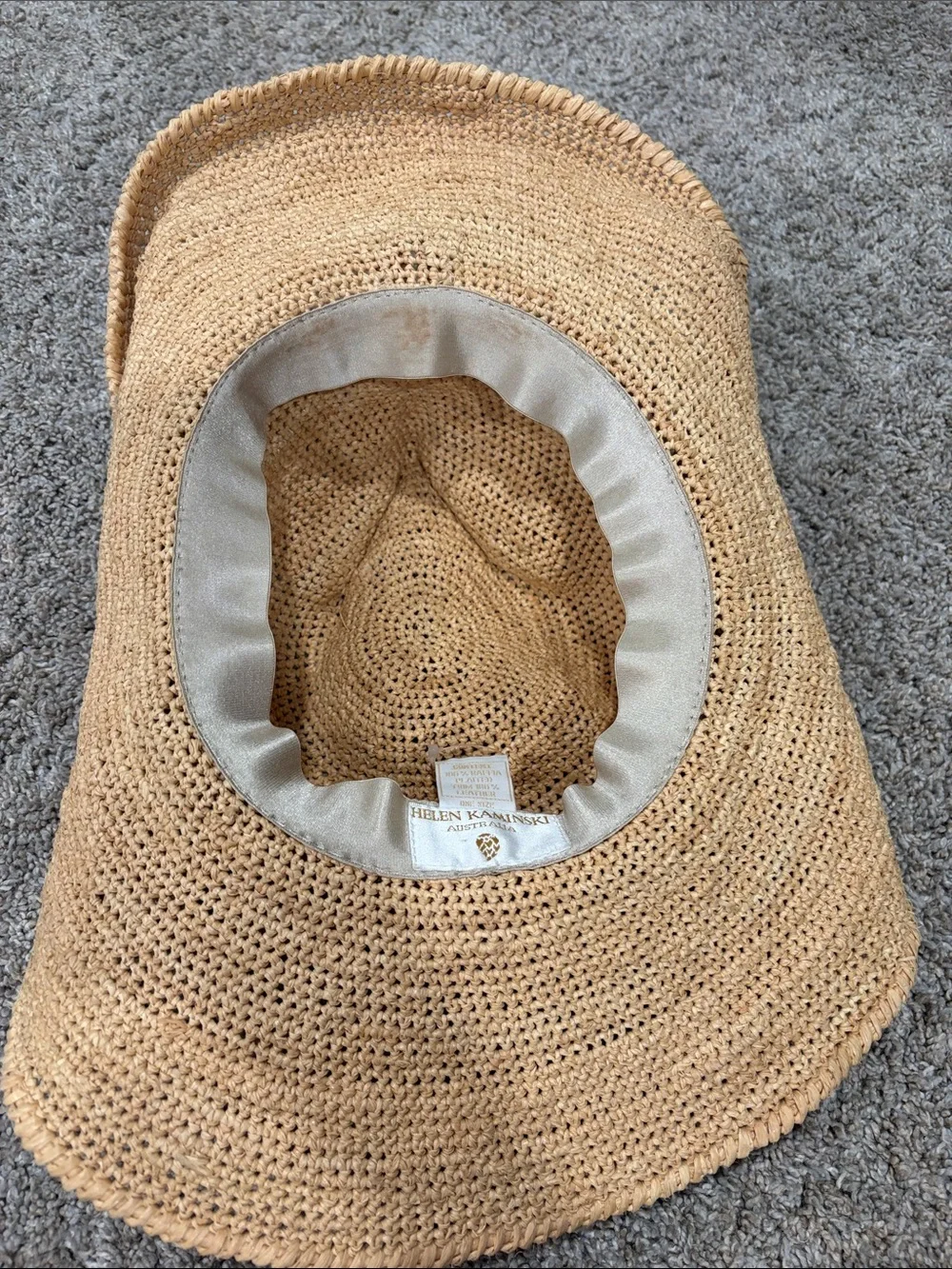 Helen Kaminski Natural Raffia Sun Hat with Ivory Braid Detail